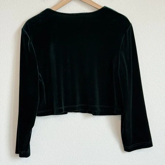 Vintage Whimsigoth 90s Velvet Emerald Cardigan 12 Rampage Cropped Rhinestone - Picture 7 of 7
